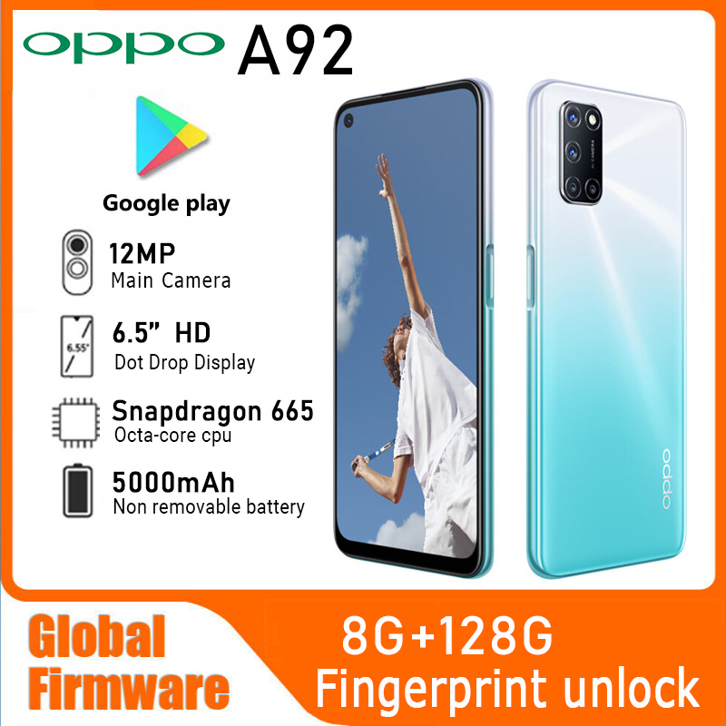OPPO A92 LTE GSM ロック解除済スマートフォン 6.5インチ 48MPクアッドカメラ Snapdragon 665 5000mAh