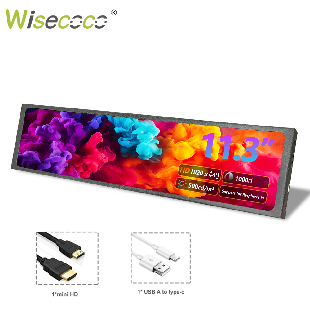 11.3インチ ポータブルストレッチモニター 1920x440 IPS LCD Raspberry Pi AIDA64 PC対応ディスプレイ