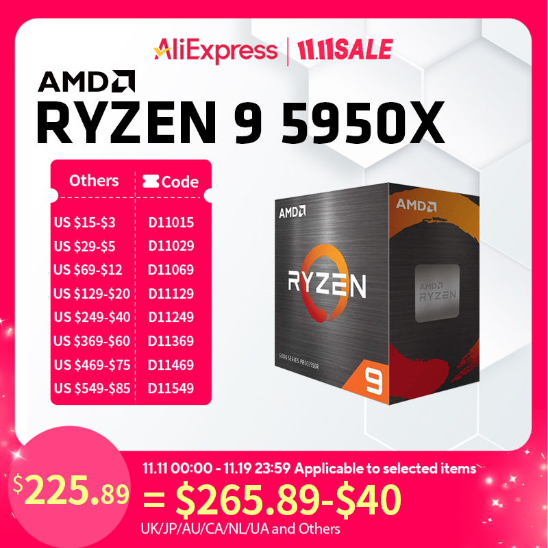 AMD Ryzen 9 5950X CPU 16コア32スレッド 最大4.9GHz AM4 デスクトップゲーミングプロセッサー