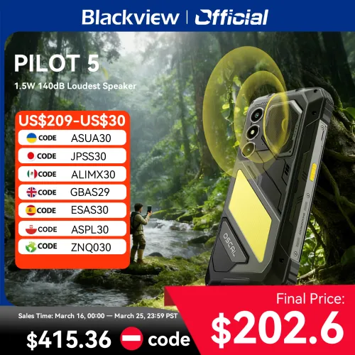 Blackview OSCAL PILOT 5 5G AIラギッドスマートフォン MediaTek Dimensity 8100 6.67インチFHD+120Hzディスプレイ 8GB 256GB 15000mAhバッテリー搭載