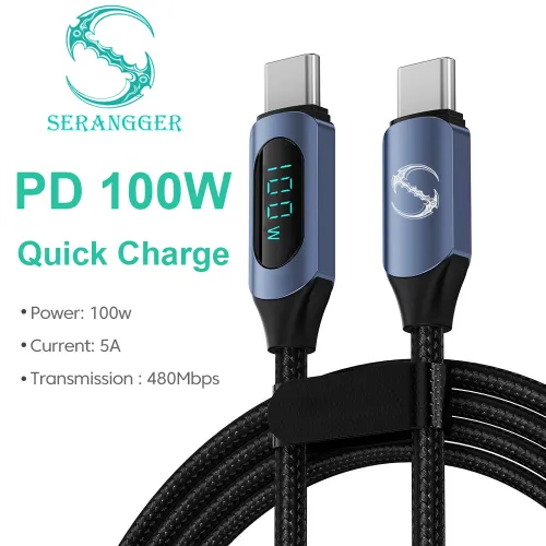 100W リアルタイムデジタルディスプレイ搭載 Type-C to Type-C ケーブル PD急速充電 データ転送 iPhone 15 16対応