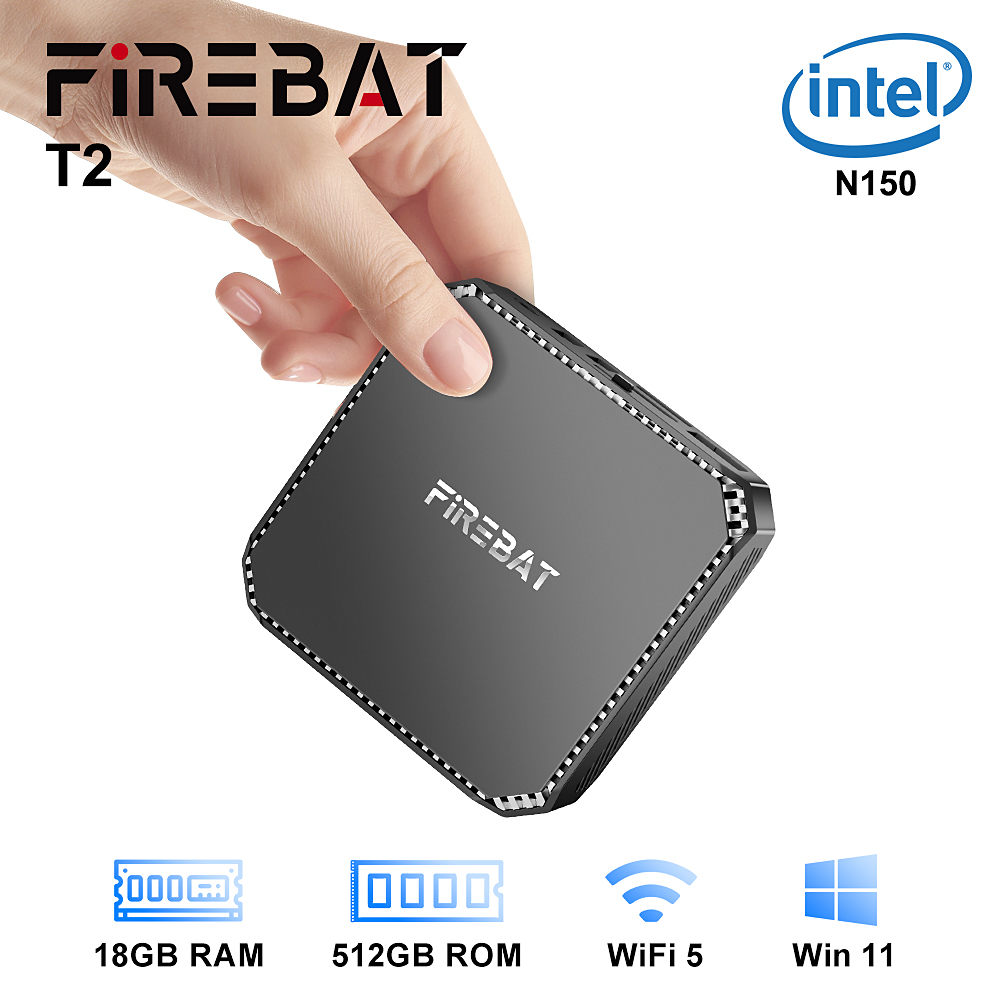 Firebat ミニPC T2 Intel N150 16GB RAM 512GB SSD デュアルバンドWi-Fi 5 Bluetooth